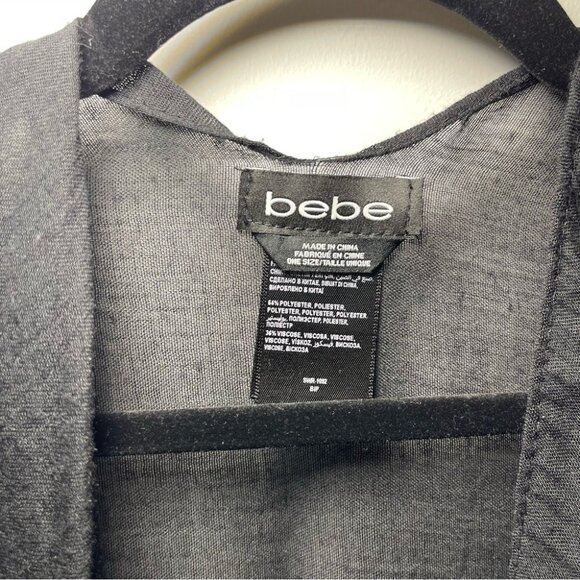 Bebe Women’s Black Embroidered Kimono Cardigan Tassel Trim One Size Boho Chic - Picture 5 of 7